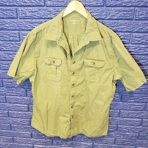 XL GREEN CROFT&BARROW BUTTON DOWN SHORT SLEEVE